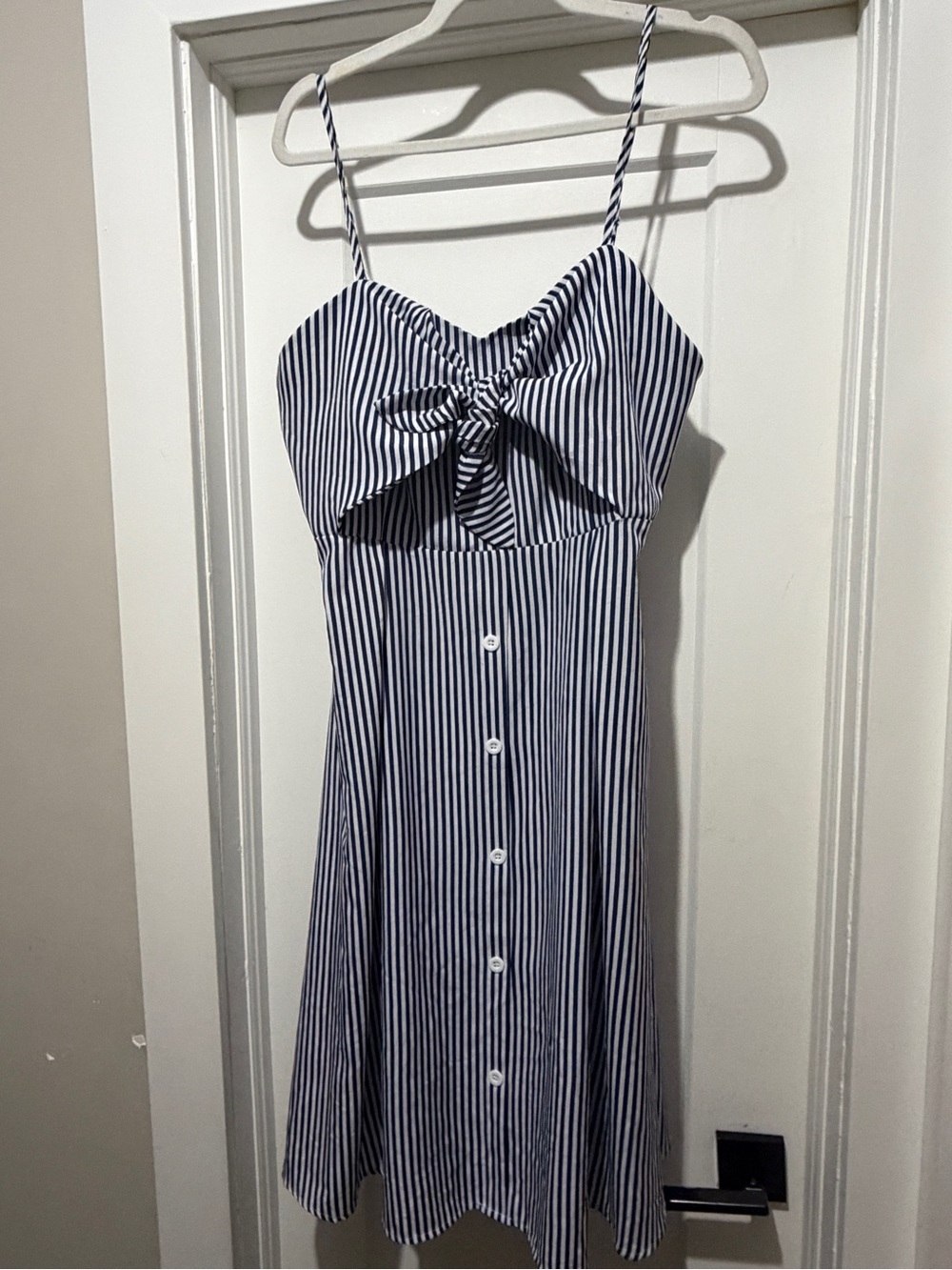Striped Navy Tie-Front Midi Sundress